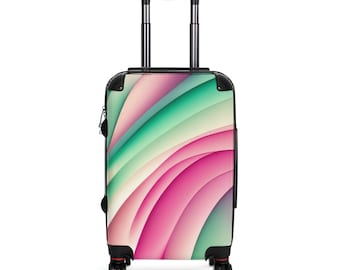 Pink & Green Wavy Pattern Suitcase