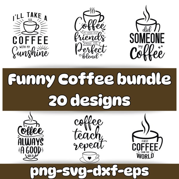 Funny Coffee Bundle - Amusing PNG and SVG Designs for DIY Crafts - Instant Download Funny Coffee Clip Art Set for Java Enthusiasts.