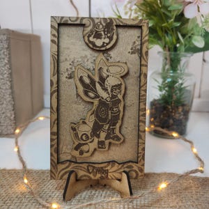 Personalized DOFUS Wooden Relief – Custom Character Art in a Frame | Gaming Gift for DOFUS Fans image 1