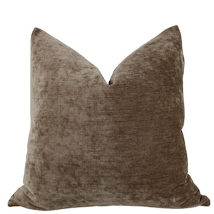 Brown Velvet Pillow Cover | 22x22 Pillow Cover | Organic Brown Pillow | Designer Pillow | Brown Texture Pillow Cover | Mohair Pillow Cover
