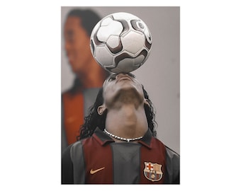 Ronaldinho Gaúcho Barcelona Satin Posters (210gsm), Wall decor, wall art, soccer art, soccer decor, football, football art,  soccer poster