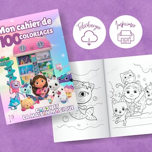 Cahier de 100 coloriages Gabby et la maison magique à télécharger et à imprimer I Livre à colorier, page de coloriages I Activité enfant PDF