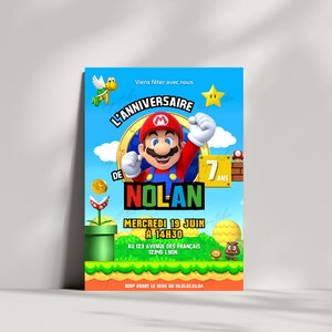 Mario birthday invitation card in French + mobile - Editable and personalized digital invitation - Mario announcement to print image 6