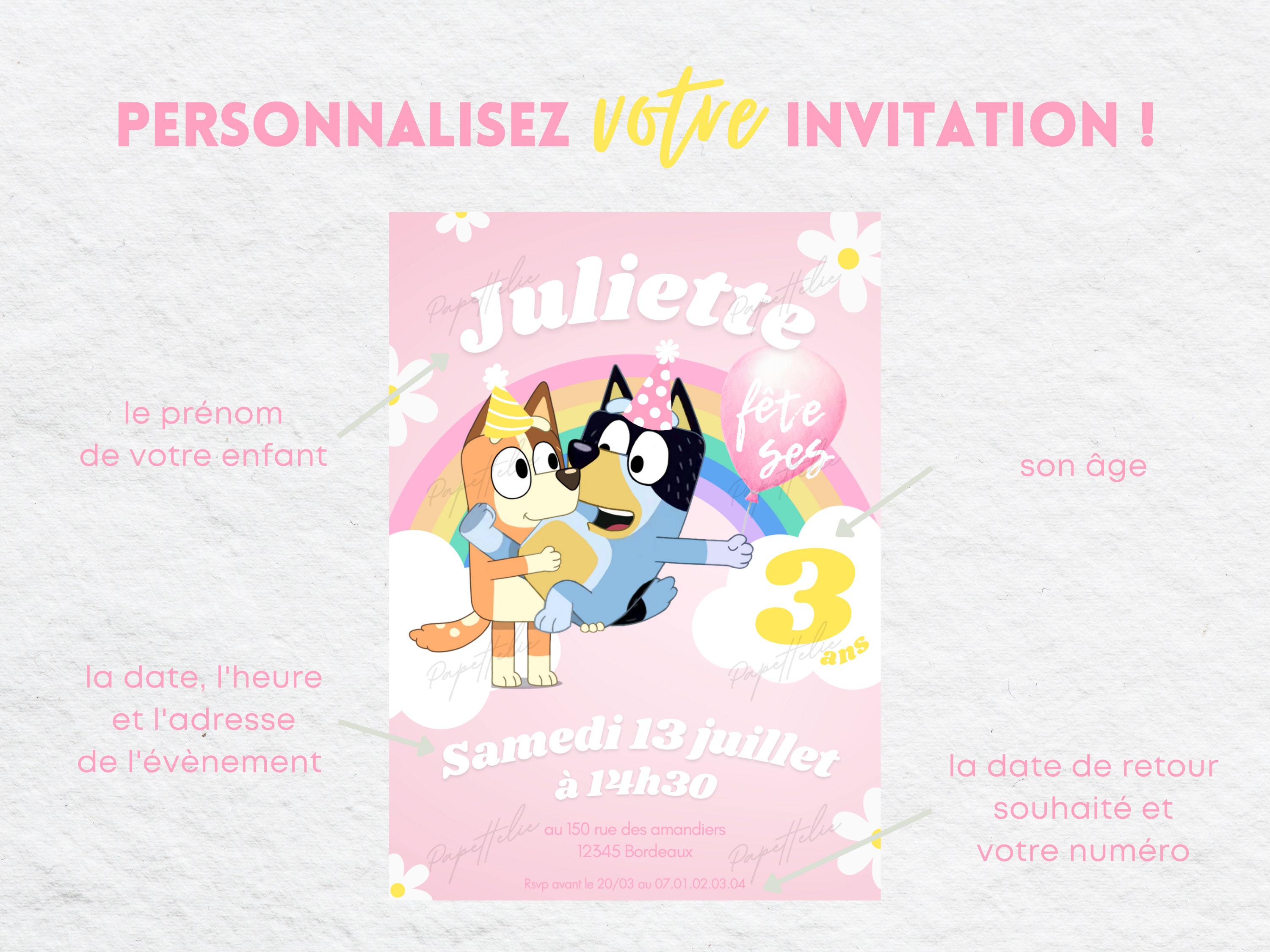Personalized Bluey Invite + Mobile Format