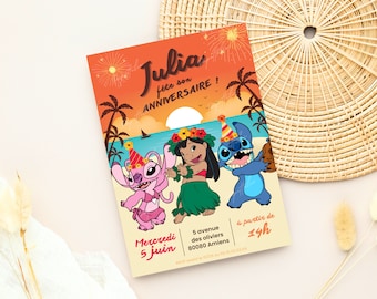 Carte d'invitation anniversaire personnalisée Stitch en français + mobile - Invitation digitale et à imprimer