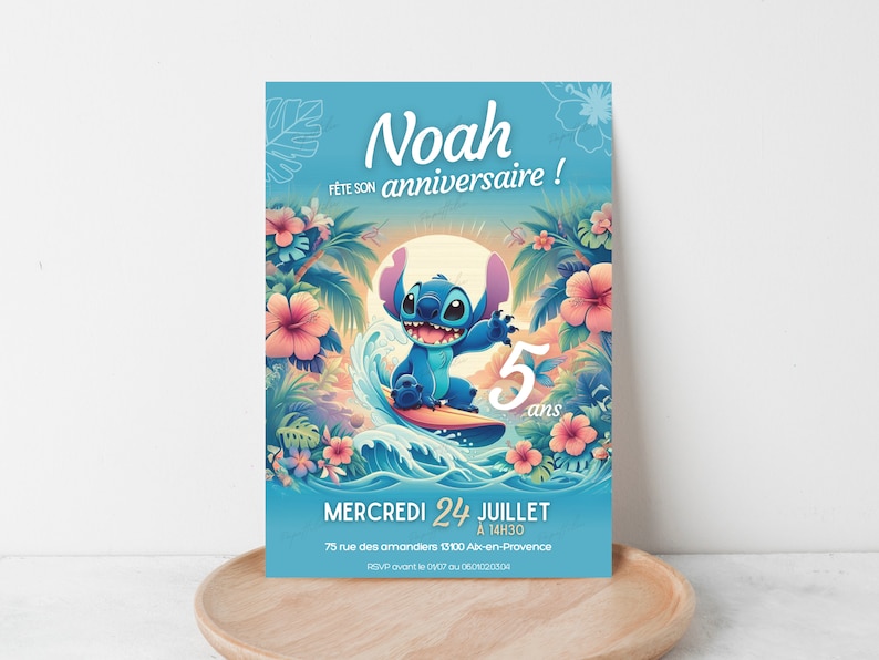 Invitation Anniversaire Stitch à Imprimer Gratuite Carte d'invitation anniversaire personnalisée Stitch en français