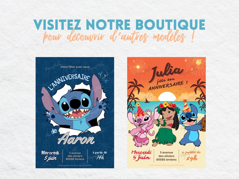 OVOparty 12 Cartes Invitation Anniversaire Stitch Garçon En Français + Enveloppes – Thème Lilo & Stitch Pour Fête Enfant A6