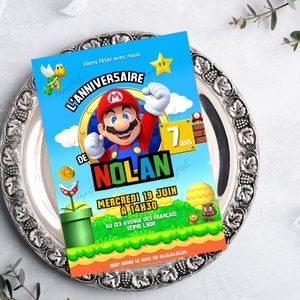 Mario birthday invitation card in French + mobile - Editable and personalized digital invitation - Mario announcement to print image 8