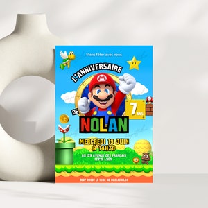 Mario birthday invitation card in French + mobile - Editable and personalized digital invitation - Mario announcement to print image 9