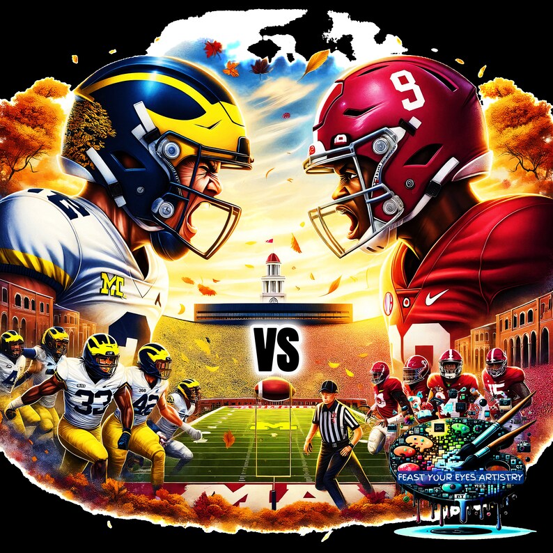 2024 Rose Bowl Rivals Showdown Helmet PNG Michigan Vs Alabama, College