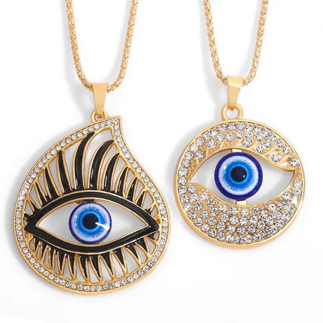 Evil Eye Necklace Evil Eye Protection Hamsa Dainty Jewelry Gold Plated