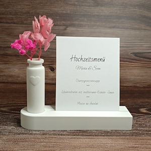 Tarjetero/portafotos de yeso en relieve, también para tarjetas de menú de boda y catering
