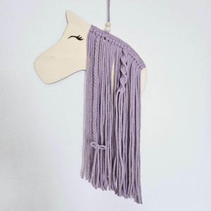 Personalized wooden hair clip holder "Elea" with macrame hair, for hair clips and hair ties, horse head, with name
