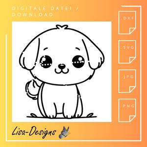 かわいい犬のデジタル ダウンロード – レーザー、プロッター、CNC、子供部屋の装飾、DIY 動物モチーフ用の .svg、.jpg、.dxf、.png ファイル