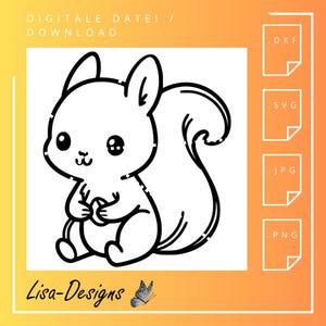 Téléchargement numérique écureuil – fichier .svg, .jpg, .dxf, .png pour laser, traceur, CNC, décoration de chambre d'enfant et motif animalier DIY