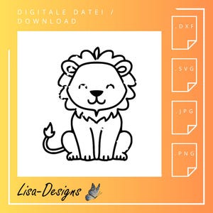 schattige leeuw digitale download – .svg, .jpg, .dxf, .png-bestand voor laser, plotter, CNC, kinderkamerdecoratie en doe-het-zelf dierenmotief