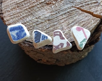 Scottish Seapottery Stud Earrings, Sea Pottery Earrings, Winzige Meerkeramik Ohrstecker, Genuine Seapottery, Genuine Seaglass, Scottish Gift