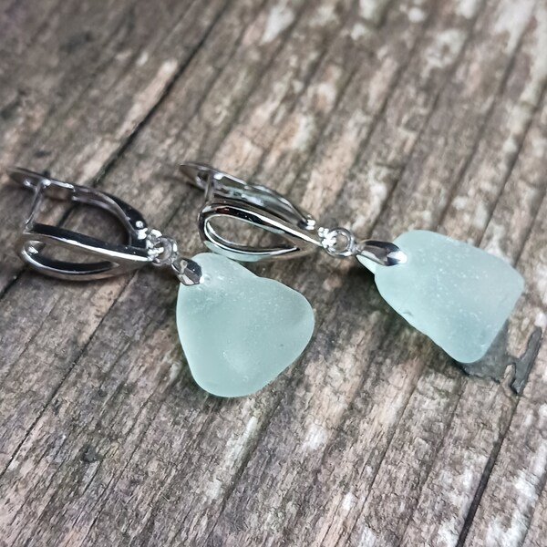 Sea glass earrings, seaglass & silver, Scottish sea glass earrings, sea glass earrings,  beach glass earrings, Meer Glas Ohrringe