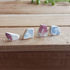 Seekeramik Ohrstecker, Schottische Seekeramik Ohrringe, Schottische Seeglas Schmuck, Mudlark Schmuck, Mudlark Ohrringe