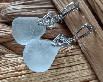 Schottische Seeglas Silber Ohrringe, Seeglas Ohrringe, Schottisches Seeglas, Glas Ohrringe, Echtes Seeglas, Schottisches Geschenk
