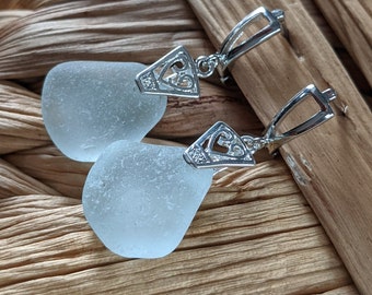 Scottish Seaglass Silver Earrings, Seaglass Earrings, Scottish Sea Glass, Glass Earrings, Genuine Seaglass, Scottish Gift