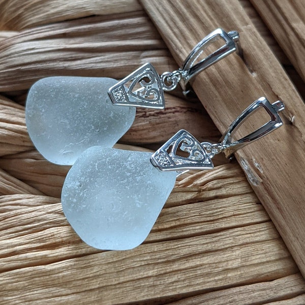 Scottish Seaglass Silver Earrings, Seaglass Earrings, Scottish Sea Glass, Glass Earrings, Genuine Seaglass, Scottish Gift