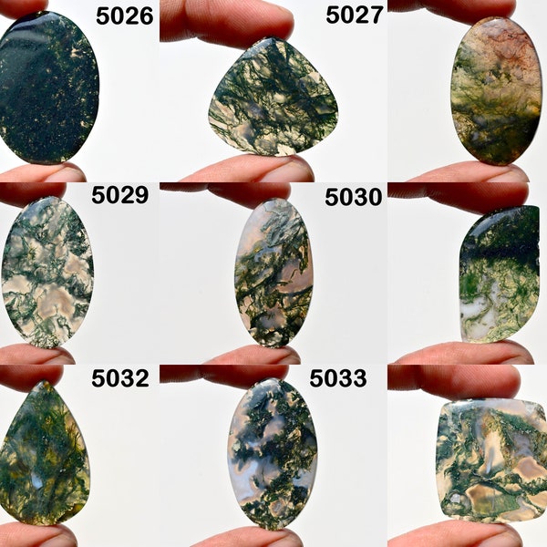 Moss Agate Cabochon Loose Gemstone, Beautiful Shape Design Moss Agate Gemstone, Natural Moss Agate Gemstone, Oval Pear Moss Agate 5026-5052