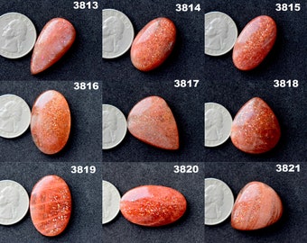Natural Sunstone Gemstone Flat Back Orange Sunstone Gemstone, Orange Sunstone Cabochon Shiney Orange Sunstone Cabochon, glitter sunstone