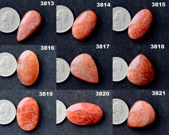 Natural Sunstone Gemstone Flat Back Orange Sunstone Gemstone, Orange Sunstone Cabochon Shiney Orange Sunstone Cabochon, glitter sunstone