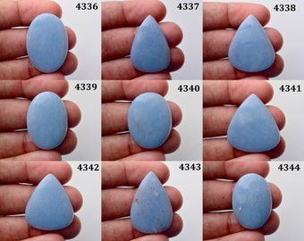 Beautiful Angelite Gemstone,  Angelite Cabochon,  Blue Angelite Stone,  For Jewelry Flat Back Smooth Angelite Cabochon 4336-4362