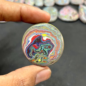 37mm Round Multi colour Fordite AAA Quality, Unique Fordite Cabochon Loose Gemstone For Making Jewelry  Colorful Fordite Cabochon