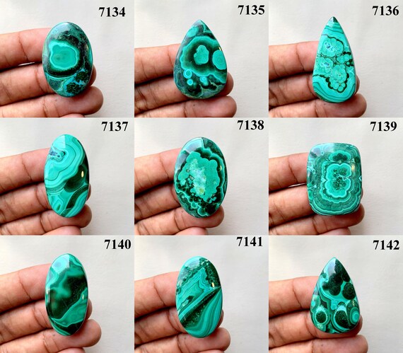 Rare Designer Malachite Cabochon, Flat back malachite gemstone, AAA Quality malachite, Hand made hand polished malachite for jewelry making