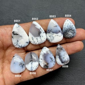 Dendrite Opal Gemstone Black White Design Dendrite Opal Cabochon, Flat Back Dendrite Opal Stone Both Side  Polished Dendrite Opal Stone