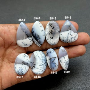 Dendrite Opal Gemstone Black White Design Dendrite Opal Cabochon, Flat Back Dendrite Opal Stone Both Side  Polished Dendrite Opal Stone
