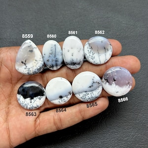 Dendrite Opal Gemstone Black White Design Dendrite Opal Cabochon, Flat Back Dendrite Opal Stone Both Side  Polished Dendrite Opal Stone