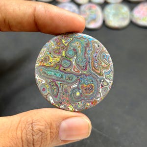 41mm Round Multi colour Fordite AAA Quality, Unique Fordite Cabochon Loose Gemstone For Making Jewelry  Colorful Fordite Cabochon