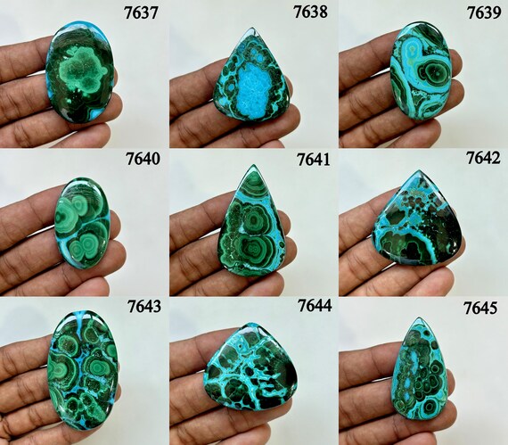 Rare Chrysocolla Malachite Cabochon Stone Natural Chrysocolla Malachite Crystal, Green Gemstone, Malachite with Chrysocolla Cabochon