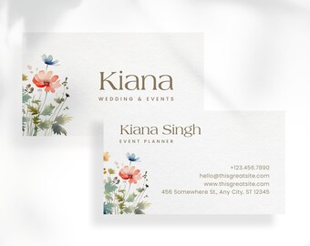 Sjabloon voor visitekaartjes Bloementuin voor canvas, ontwerp natuurevenement, doe-het-zelf direct downloaden