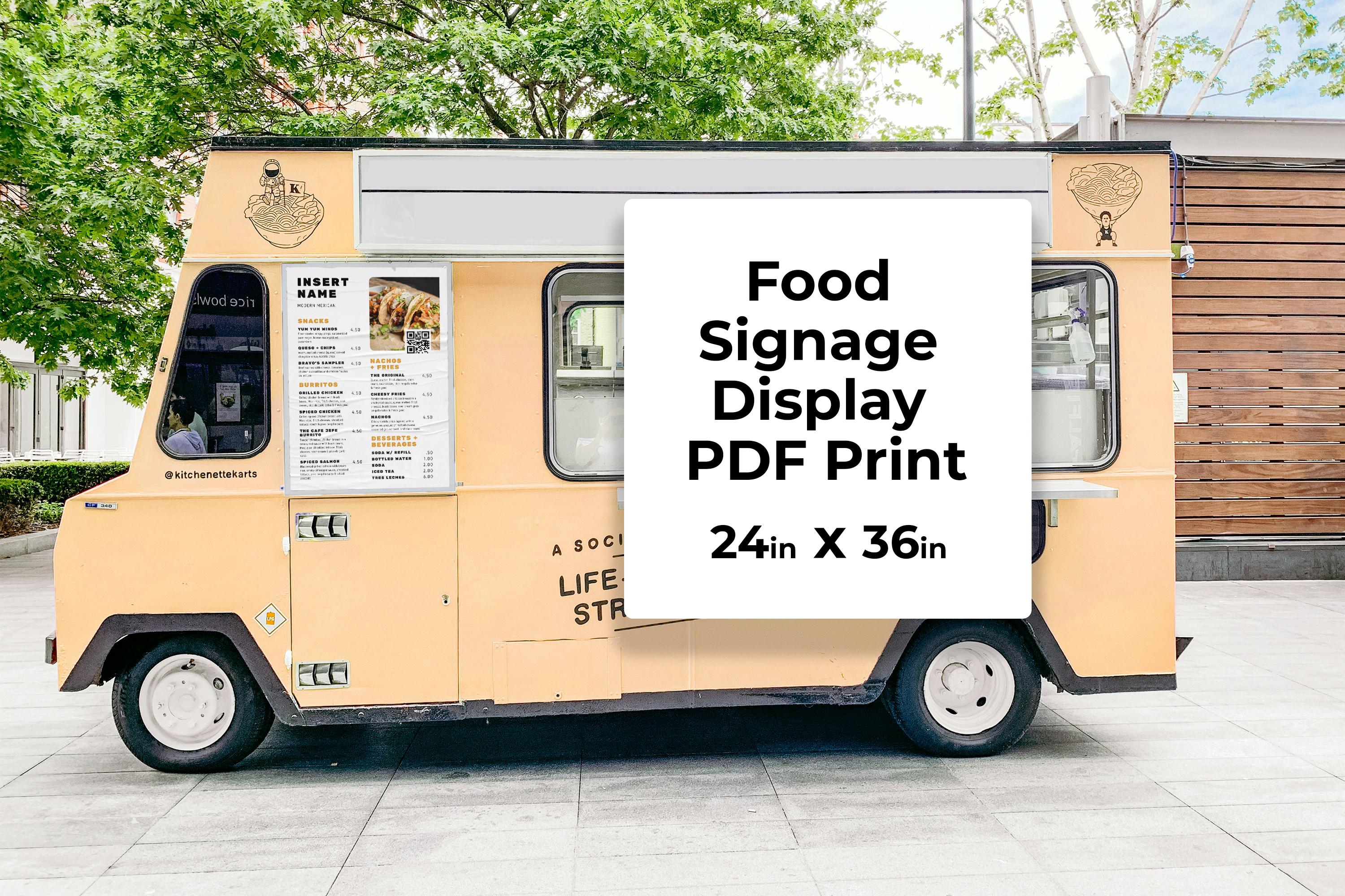 Signage Menu Canva Template | 24x36” Display With QR Code | Food Truck ...
