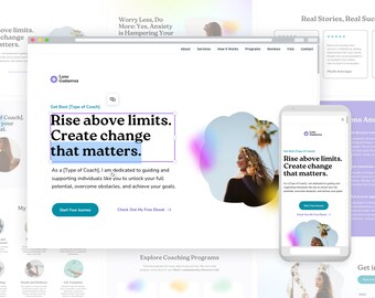 Coaching Website Canva Template | DIY Landing Page Template | Desktop Tablet and Mobile Size