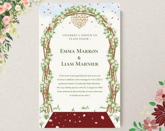 Digital wedding invitation colorful with a floral arch