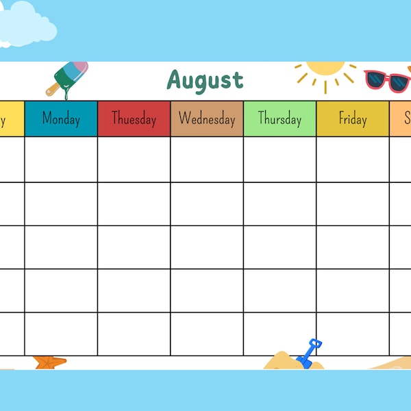Summer Fun Printable Planner for Kids: Your Guide for July and August ...