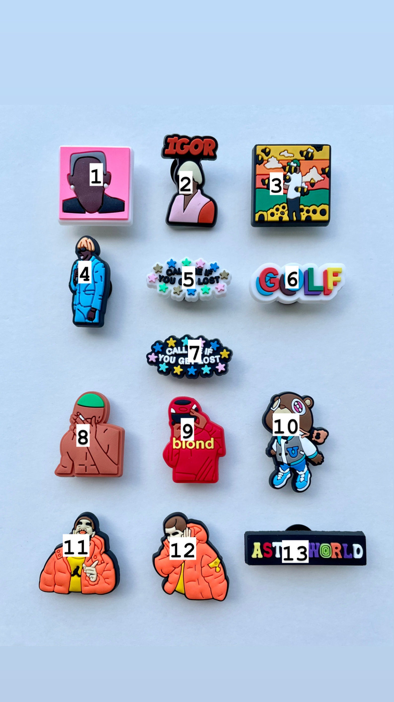 Frank Ocean Jibbitz Kanye Crocs Charms Travis Scott Astroworld Etsy