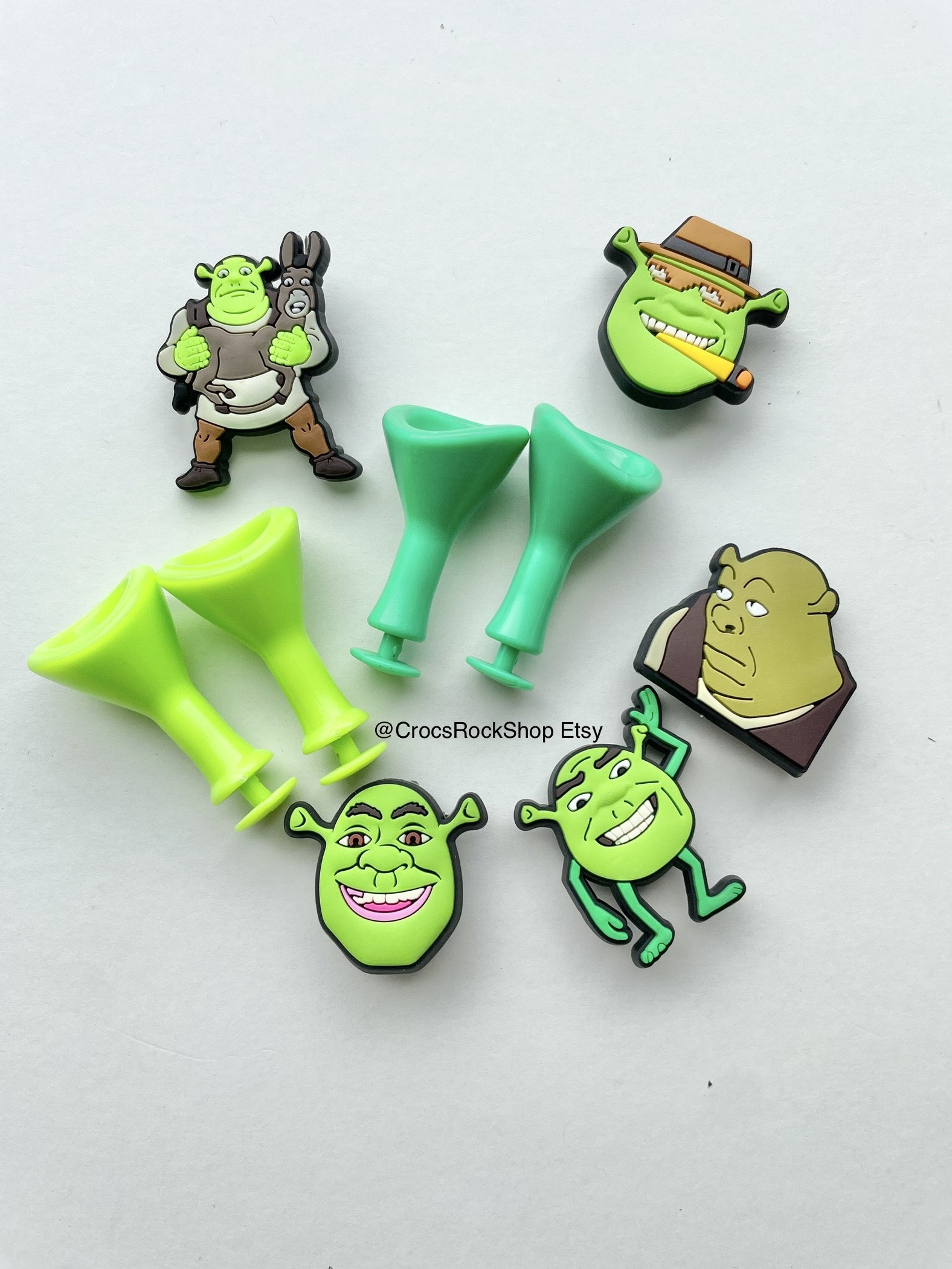 Conjunto De Orelha Shrek JIBITS Sticker crosc Sapato Fivela Para Pino De  Charme De Crocodilo