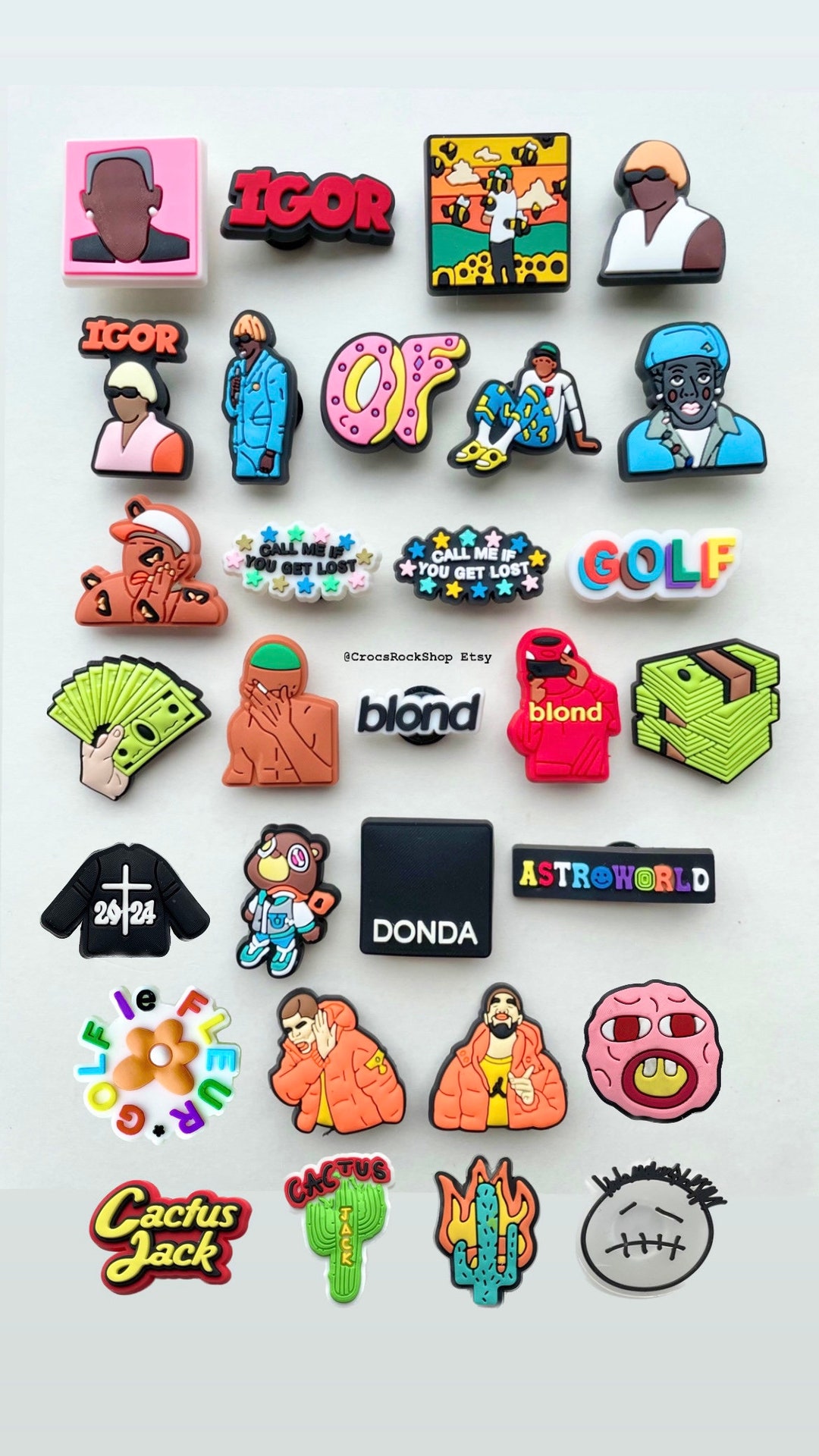 Frank Ocean Jibbitz Kanye Crocs Charms Travis Scott Astroworld Drake