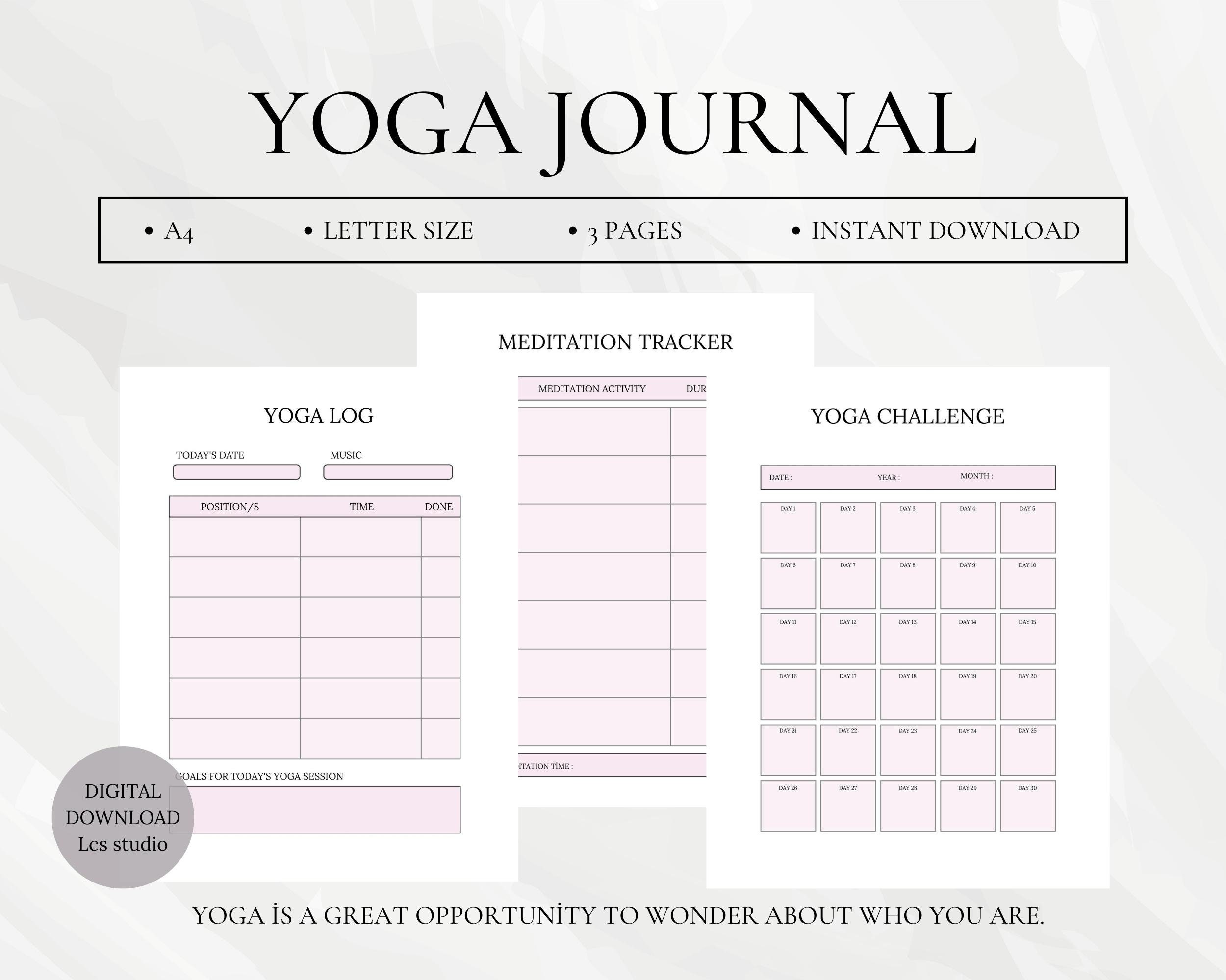 Yoga Planner Yoga Poses Journal Workout Planner Printable Etsy