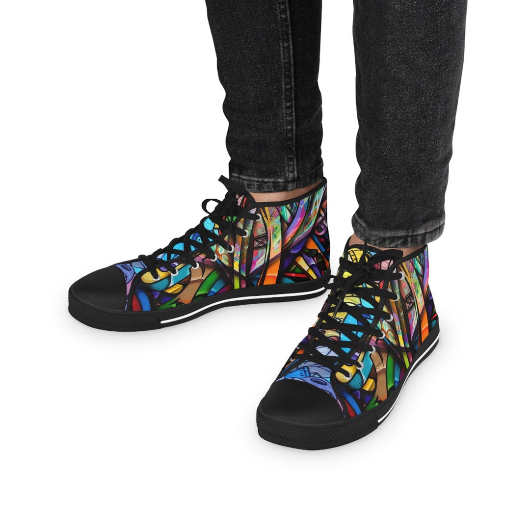 Graffiti Abstract Hiphop Lip Men's High Top Shoes