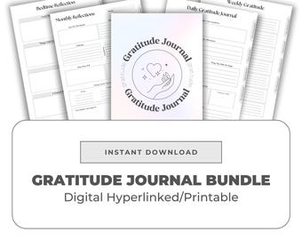 Gratitude Journal Bundle, Digital & Printable Gratitude Journal, US Letter A4 A5 Gratitude Planner Pack, Week Month Year Journaling Pages