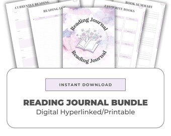 Reading Journal Bundle, Digital & Printable Reading Journal, Book Review Journal, US Letter A4 A5 Reading Tracker and Reviews Mega Pack