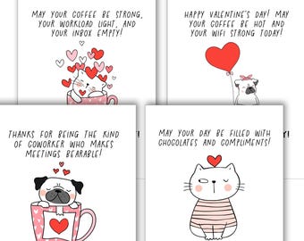 Coworker Cute Valentine Workplace Cards, Funny Coworker Office Valentine's Day Printable Cards, Colleague Valentine's Day Digital Prints